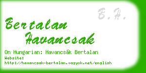 bertalan havancsak business card