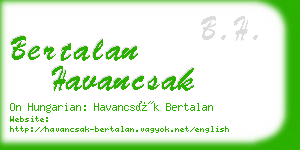 bertalan havancsak business card